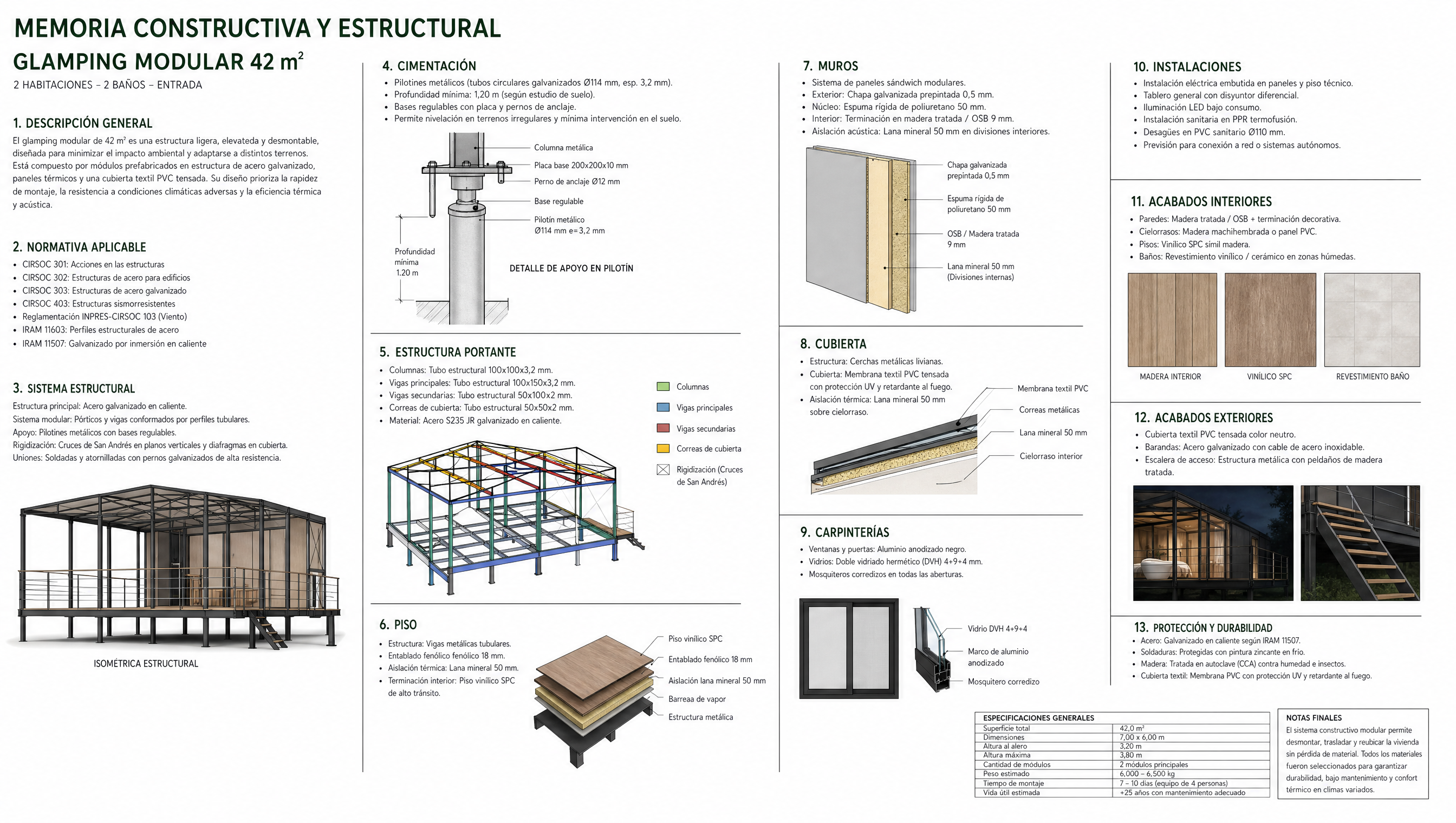 Memoria constructiva y estructural Glamping Brisa 42 m2